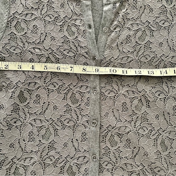 LOFT Gray Lace Cotton/Nylon Stretch Women's Light Sweater - Picture 12 of 15